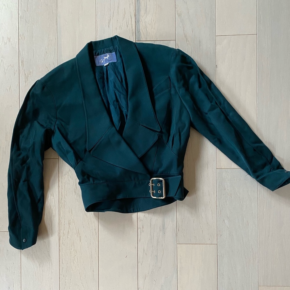 Vintage teal Thierry Mugler 80s wool jacket w/belt EUC